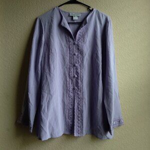 Vintage Silk Assets Diane Von Furstenberg Purple Blouse with Lace Crochet Detail